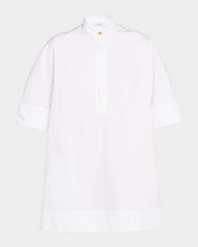 Short-Sleeve Cotton Mini Shirtdress